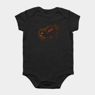 Hellish Fiery Skeletal Halloween Cat Baby Bodysuit